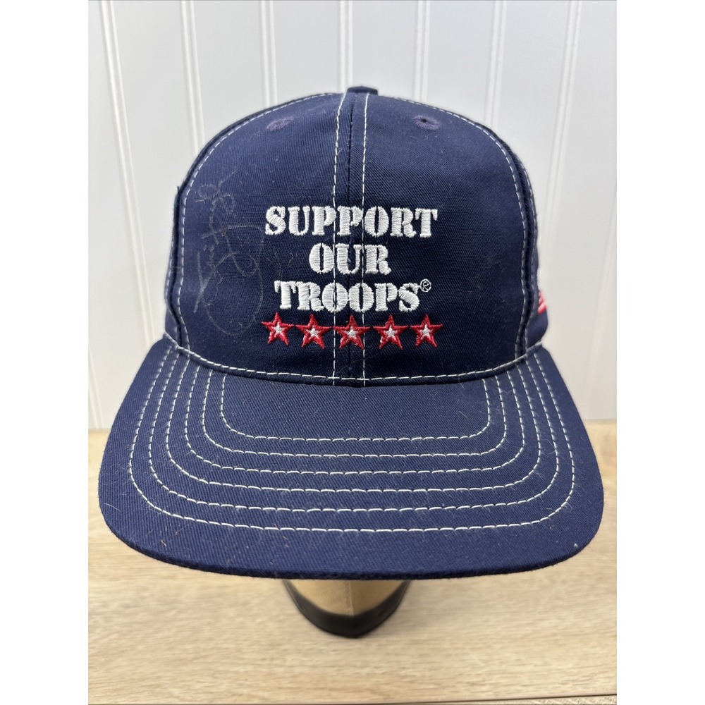 GOODYEAR SUPPORT OUR TROOPS Baseball Hat Strapback Cap Military Army Navy SIGNED